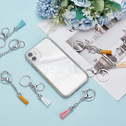 6 porte-clés pendentif pompon en faux daim 6 couleurs&nbsp;KEYC-WR0001-30P