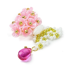 Farfalla con perline di vetro e pendenti a forma di fiore&nbsp;PALLOY-MZ00514-01