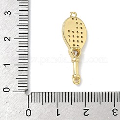 Tennisschläger-Verbinder-Anhänger aus Messing mit klarem Zirkonia-Pavé&nbsp;KK-G548-12G