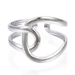 Bague de manchette ouverte en acier inoxydable 304 anti-ternissement&nbsp;RJEW-N040-06