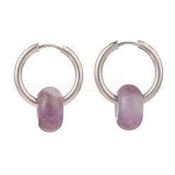 Natürliche Sodalith- & Rosenquarz- & Tigerauge- & Amethyst- & Obsidianperlen-Huggie-Creolenohrringe&nbsp;EJEW-JE05092