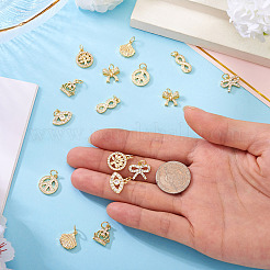 16pcs 8 estilos latón micro pavé colgantes de circonita cúbica&nbsp;KK-TA0002-30