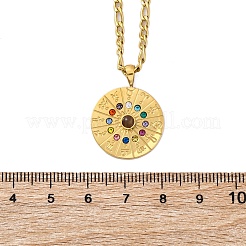 Halsketten mit buntem Sternzeichen-Anhänger aus 304 Edelstahl mit Strassen für Damen&nbsp;NJEW-U032-02G