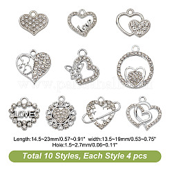 40 stücke 10 stile legierung strass anhänger&nbsp;ALRI-AR0001-09