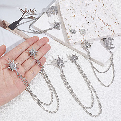 4 spilla a catena pendente con strass di cristallo a forma di stella in 2 stili&nbsp;JEWB-ME0001-28P