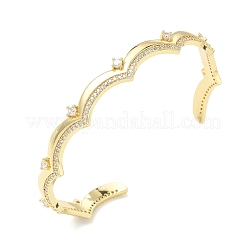 Bracelets manchettes en laiton micro pavé avec zircone cubique transparente pour femmes&nbsp;BJEW-A172-04G