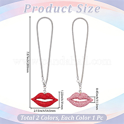2 ciondolo per labbra con strass in 2 colori&nbsp;HJEW-CY0001-02