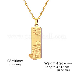 Collares rectangulares de acero inoxidable 304 con colgante de abeja.&nbsp;WGF90FC-02