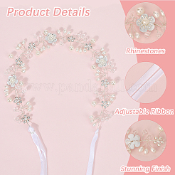 Haarreif aus Polyester mit Kunststoffperlen und Acrylblumen für die Braut&nbsp;OHAR-WH20010-04S