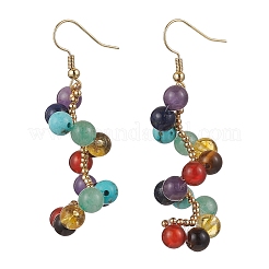 Boucles d'oreilles pendantes en spirale avec pierres naturelles et synthétiques mélangées&nbsp;EJEW-TA00634