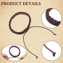 2 bracelet tressé en cuir PU pour hommes et femmes&nbsp;BJEW-CL0001-37B