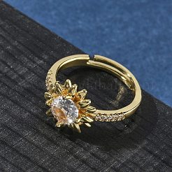 Anelli da dito in ottone con zirconi cubici trasparenti per donna&nbsp;RJEW-Z111-01G