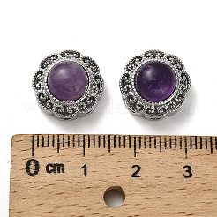 Messing-Pavé-Mehrstrangglieder mit natürlichem Amethyst&nbsp;KK-D366-01P-A