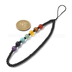 7 Chakra-Edelstein und Glasperlen-Handyriemen&nbsp;HJEW-TA00063-02