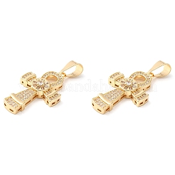Pendentifs avec zircon cubiques à micro-pavés en laiton&nbsp;KK-D061-05G