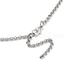 Collane con catena rolo con ciondolo a doppio anello in acciaio inossidabile 304 con strass di cristallo&nbsp;NJEW-JN05313
