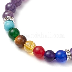 Bracciali elastici rotondi in pietra preziosa naturale chakra&nbsp;BJEW-JB10985