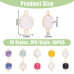 10 pieza de 10 estilos de dijes de conector de piedras preciosas mixtas&nbsp;G-FH0002-16