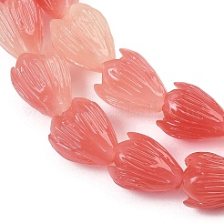 Brins de perles sculptées teintées en corail synthétique&nbsp;SH-CBAE713-05D