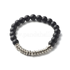 Set di bracciali elastici in pietra nera sintetica ed ematite sintetica a energia energetica per uomo donna&nbsp;BJEW-JB06793