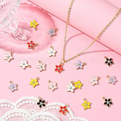 30 Stück 6 Farben Blumen-Emaille-Anhänger aus Legierung&nbsp;ENAM-CJ0006-21