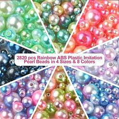 Regenbogen ABS Kunststoff Nachahmung Perlen&nbsp;OACR-YW0001-79