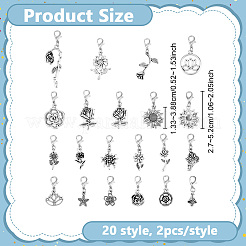 40 pendentif décoratif en alliage à motif floral&nbsp;HJEW-PH02488