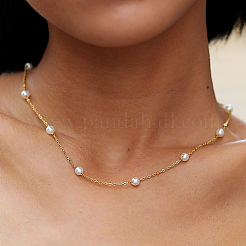201 Edelstahlkette mit Kunstperlen für Damen&nbsp;ZY9444
