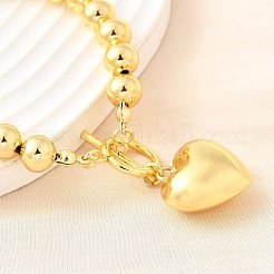 Charm-Armbänder aus Messing mit runden Perlen für Damen&nbsp;BJEW-D317-06G