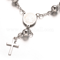 Bracelets de chapelet résistants au ternissement avec croix&nbsp;X-BJEW-E282-01P