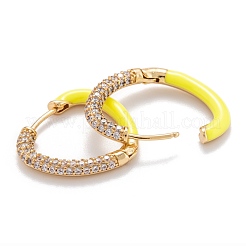 Orecchini a cerchio huggie in zirconi cubici trasparenti micro pavè&nbsp;EJEW-P187-M