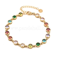 Bracelets de tennis en acier inoxydable 304 sertis de zirconiums cubiques colorés pour femmes&nbsp;BJEW-T023-02D-G