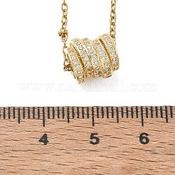 Collares de cadena tipo satélite de acero inoxidable 304 con colgante de cuentas de múltiples anillos de latón con micro pavé de circonita cúbica transparente para mujer.&nbsp;NJEW-JN06676
