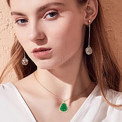 Collier pendentif Maitreya en cristal strass et verre vert 1 pièce&nbsp;NJEW-UN0001-61