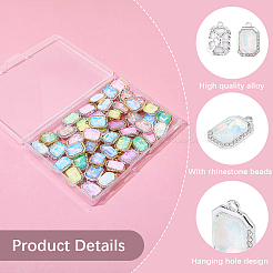 48 pz. 2 colori lega placcata UV con pendenti in strass di vetro di colori misti&nbsp;FIND-SC0023-45