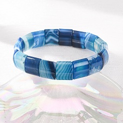 Braccialetti elasticizzati quadrati in agata naturale a bande (tinta e riscaldata) per uomo e donna&nbsp;GG-CBA9ACE-B15
