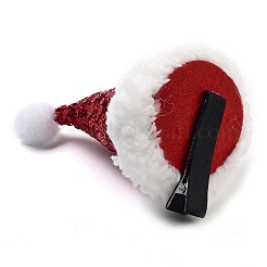 Pailletten Weihnachtsmütze Polyester Alligator Haarspangen für Frauen Mädchen&nbsp;AJEW-M012-03A