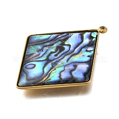 Pendentifs en coquillage paua naturel pavé en acier inoxydable 304&nbsp;X-STAS-Z125-01D-G