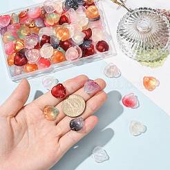 100 Stück 10 Farben transparente Blütenblattanhänger aus Glas&nbsp;GLAA-FS0002-71