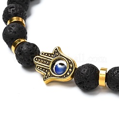 Stretch-Armband aus natürlichen Lavasteinen&nbsp;BJEW-JB06885