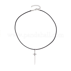 Collana con pendente a spada in lega con cordini cerati&nbsp;X-NJEW-JN04473