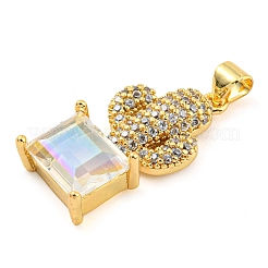 Colgantes de circonita cúbica transparente micro pavé de latón chapado en rack&nbsp;ZIRC-L100-158G-01