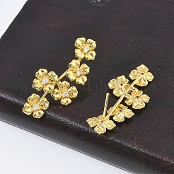 Boucles d'oreilles en laiton avec micro pavé de zircons cubiques pour femmes&nbsp;EJEW-A167-24G