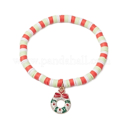 Tema natalizio braccialetti elastici fatti a mano in argilla polimerica con perline per donne e uomini&nbsp;BJEW-JB11313
