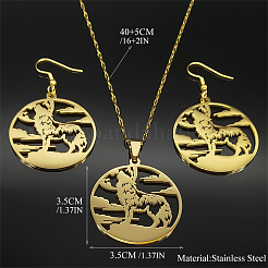 Ensembles de boucles d'oreilles pendantes et de colliers pendentifs en acier inoxydable 304&nbsp;FS-WG624D7-02