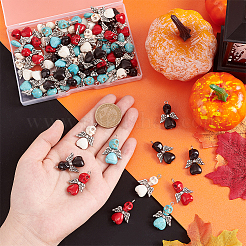 60 Stück 4 Farben Halloween gefärbte synthetische türkise Anhänger&nbsp;FIND-AR0003-26