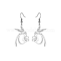 Pendientes colgantes de acero inoxidable 304 con flor y conejo&nbsp;FS-WG1999D-02