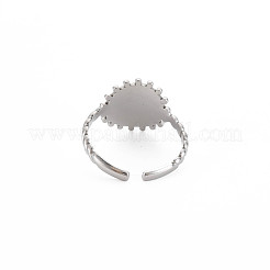 Anello polsino aperto piatto rotondo in acciaio inossidabile 304 anti-ossidazione con lettera iniziale per uomo e donna&nbsp;RJEW-S405-246P-W