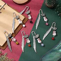 7 marque-page pendentif en alliage de 7 couleurs en forme de bonhomme de neige de Noël et de papillon&nbsp;AJEW-JK00340