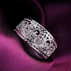 Vintage elegante Mode Stil Messing aushöhlen Metallringe&nbsp;RJEW-EE0002-006P-D